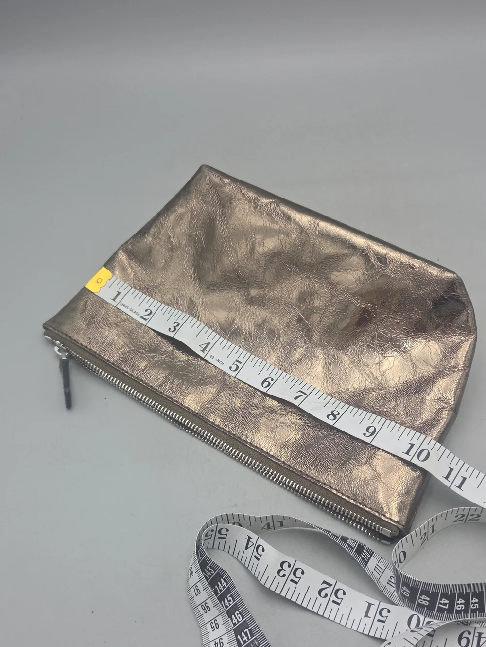 Madewell Distressed Bronze Metallic Leather Wristlet Pouch Goat Leather